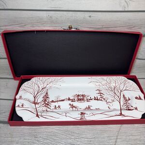 Juliska Country Estate Ruby Hostess Tray in Original Box, WINTER Main House, 15"